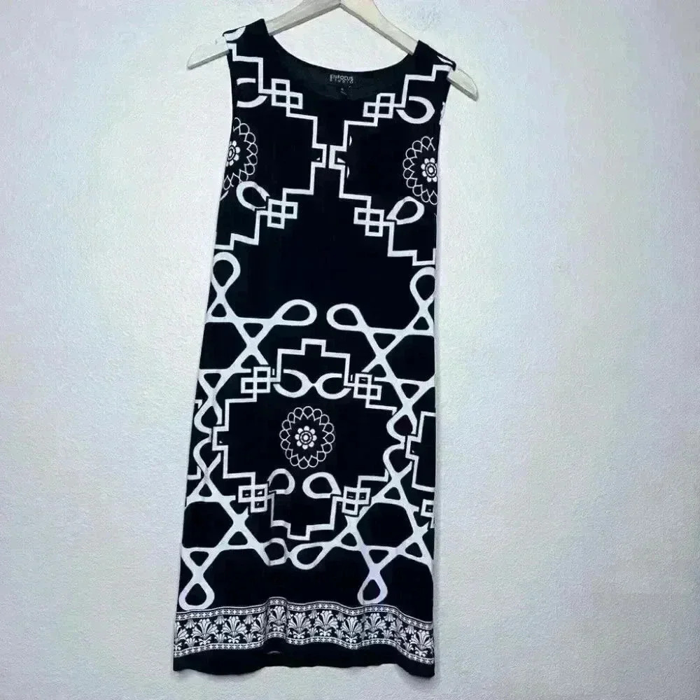 Enfocus Studio Womens Black and White Dress Size 4 Geometric Print